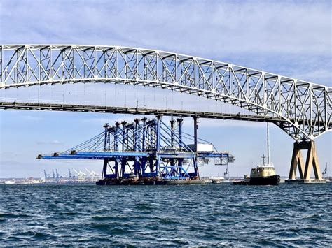 Video Cranes Pass Under Bay Bridge Leaving Port Of Baltimore For Good