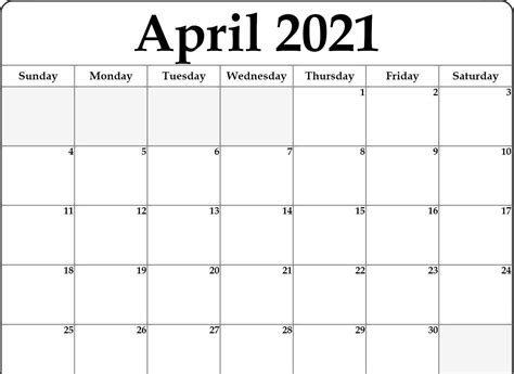 From wikipedia, the free encyclopedia. Blank April 2021 Calendar Template - Monthly Planner