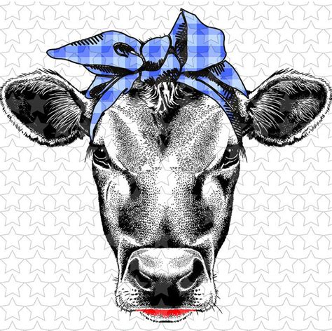 Sublimation And Htv Transfers Cow Blue Gingham Etsy