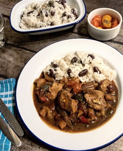 Jamaican Chicken Stew With Rice And Peas Healthy Fakeaway Recipe Sugar Pink Food Healthy