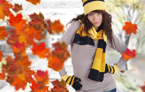 Autumn Winter Hat Foliage Brown Haired Hd Wallpaper
