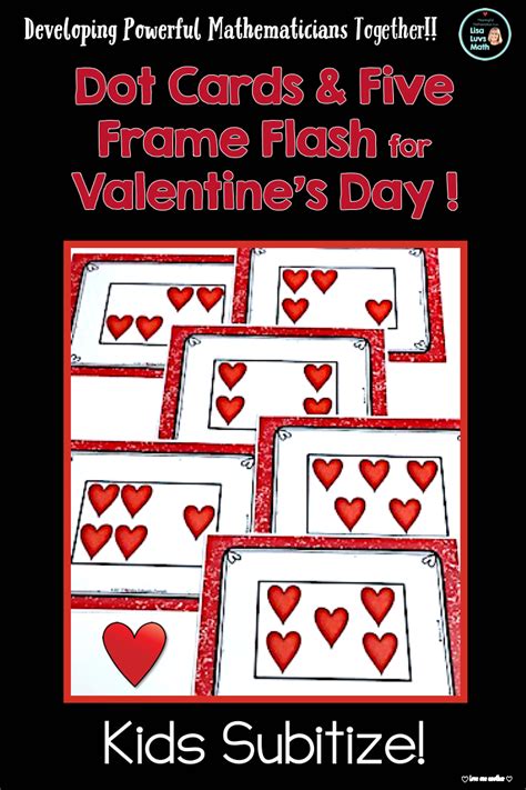 Number Sense Subitize Count Five Frame Flash Cards Valentines