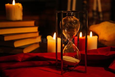 Magic Hourglass With Blue Shiny Flares Stock Image Image Of Glass
