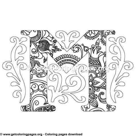 Letter M Doodle Coloring Page Art And Collectibles Drawing