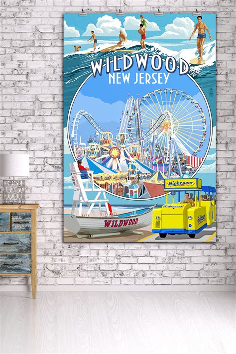 Prints Signs Wildwood New Jersey Montage Unique Metal Etsy
