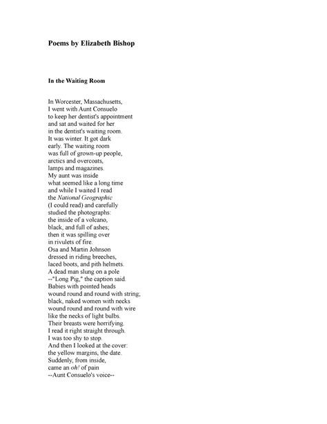 Poems Elizabeth Bishop - 64021028 - StuDocu