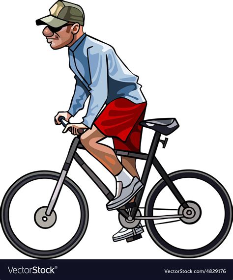 Cartoon Man Riding A Bicycle Royalty Free Vector Image