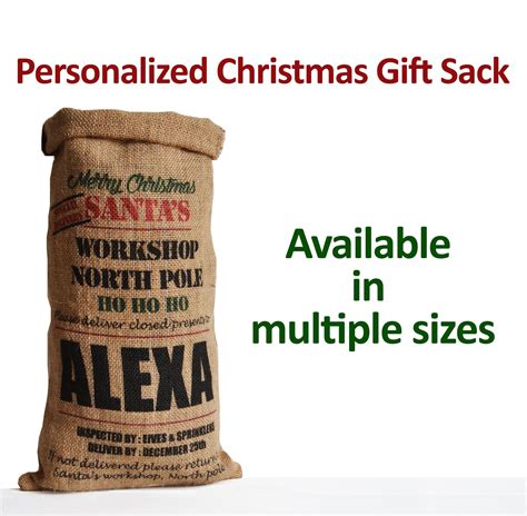 Personalized Christmas Sack Burlap Favor Bag For Xmas In 2021 Burlap
