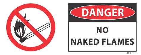 Facility Maintenance Safety NO NAKED FLAMES Prohibition Signs Safety Signs Traffic Control