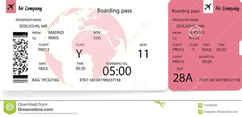 Boarding Pass Ticket Template Stock Vector Illustration Of Design