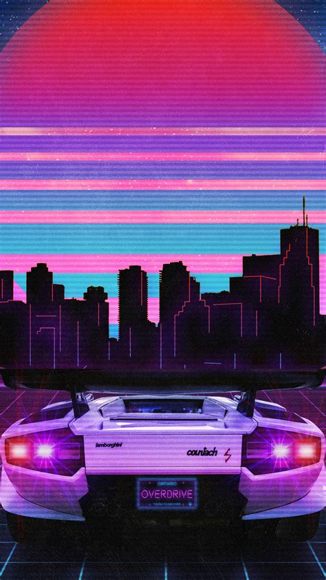 Lamborghini Neon City Retrowave Digital Art 8k 117 Wallpaper Pc