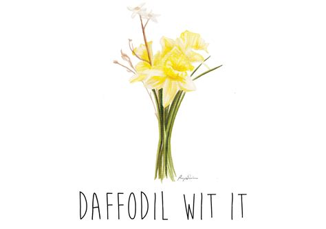 Punny Greeting Card Watercolor Flower Pun Daffodil Wit It Etsy