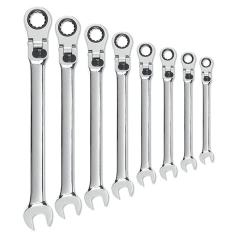 Gearwrench Sae 72 Tooth Xl Locking Flex Head Combination Ratcheting Wrench Tool Set 8 Piece