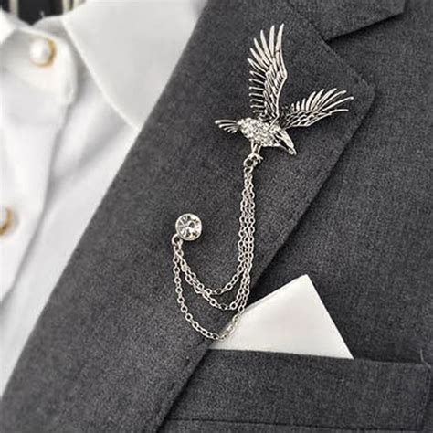 Mdiger Mens Fashion Silver Eagle Plated Pin For Party Formal Suits