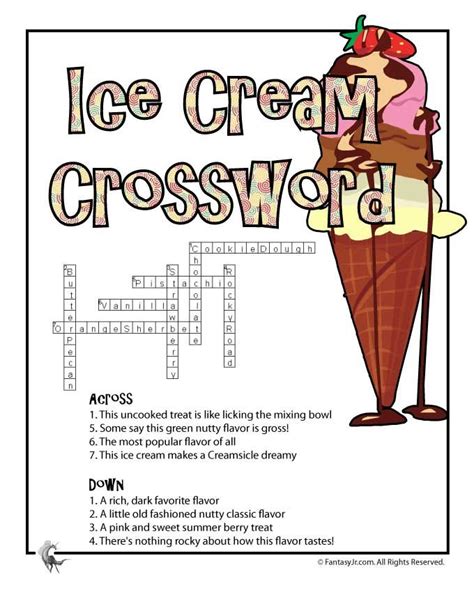 This first crossword puzzle is at a grade 2 level. Ice Cream Printable Crossword Puzzle Answer Key | For ...