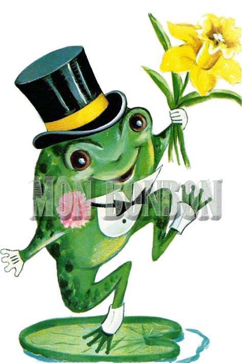 Cute Retro Frog Clip Art Illustration Png And  Diy Etsy