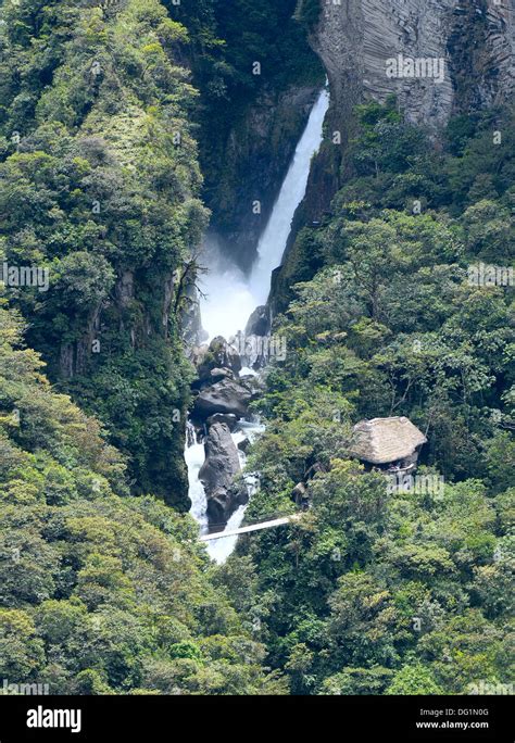 Pailon Del Diablo Mountain River And Waterfall In The Andes Banos