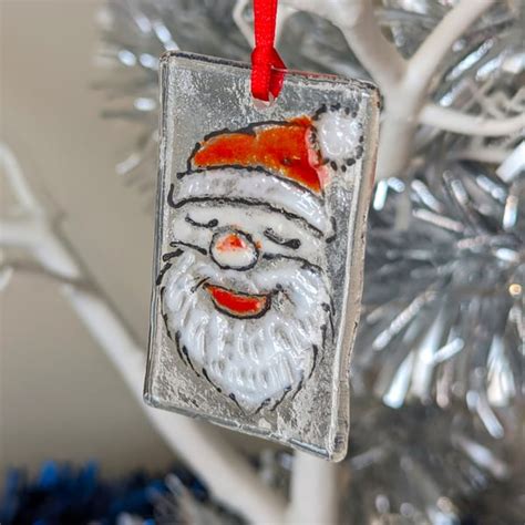 Fused Glass Father Christmas Hanger Decoration Folksy