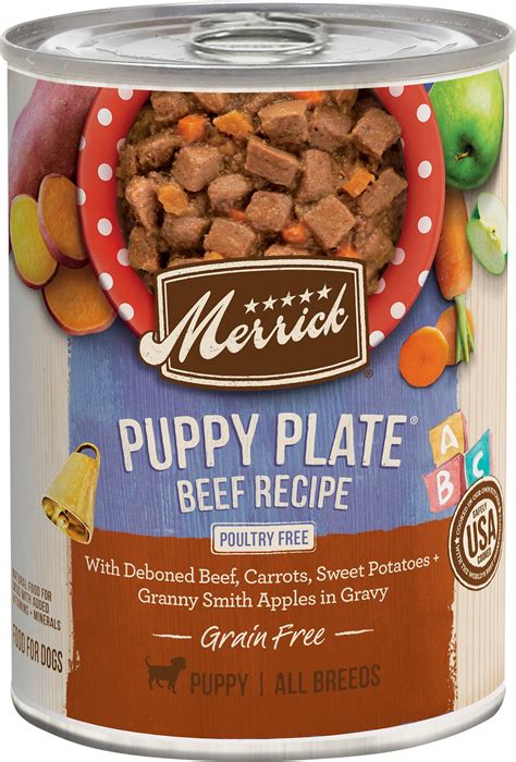 Need 5 and ¾ cups of this recipe. Merrick Grain-Free Puppy Plate Beef Recipe Canned Dog Food ...