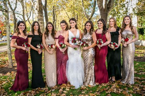 Mismatched Bridesmaid Dresses Wedding Dresses Burgundy And Gold Fall