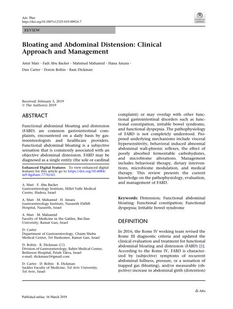 Pdf Bloating And Abdominal Distension Clinical Approach And Management