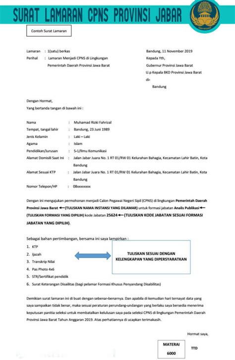 Contoh Surat Lamaran Cpns Terbaru Formatnya