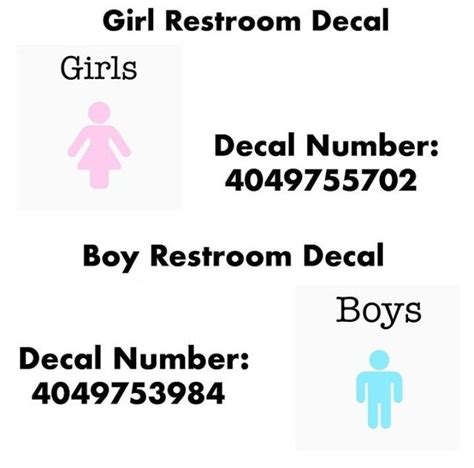 Girls And Boys Restroom Sign Decal4049755702 Bloxburg Decal Codes