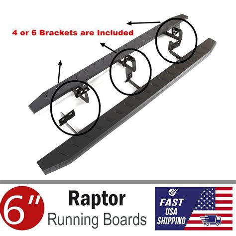 6 Black Raptor Running Boards For 2005 2022 Toyota Tacoma Access