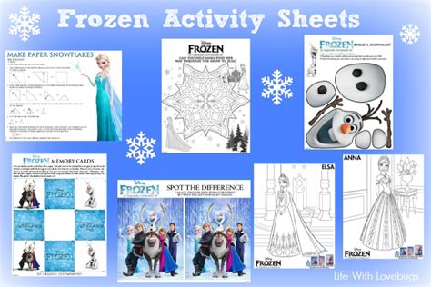 Printable Activity Sheets For Disneys Frozen Life With Lovebugs