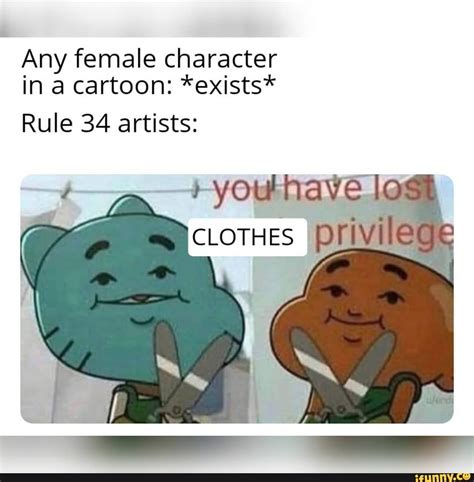 Any Female Character In A Cartoon Exists Rule 34 Artists Ifunny