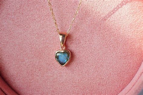 Natural Labradorite Heart Pendant And Necklace Silver925 Heart Pendant