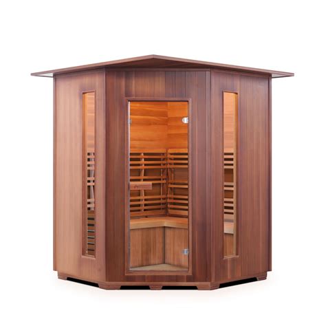 4 Person Corner Indoor Traditional Sauna Sunrise Series Enlighten