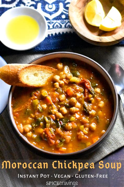 This soup brings together red lentils that are simmered in vegetable broth along with tender chicken thighs, chickpeas, vegetables and rich spices. Moroccan Chickpea Soup in Instant Pot | Recipe | Moroccan ...