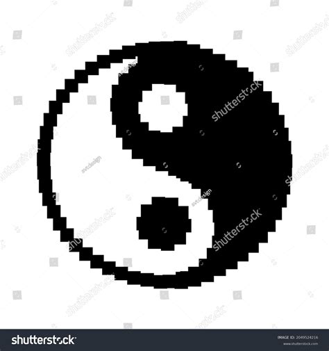 Vektor Stok Asian Symbol Yin Yang Pixel Art Tanpa Royalti 2049524216