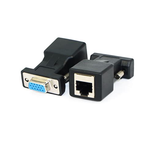 1 Pair Vga Extender Male Female To Lan Rj45 Cat5 Cat6 20m Network Cable