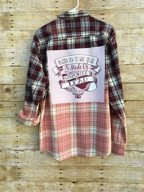 Upcycled Flannel Shirt Distressed Flannel Shirt And Back Art Upcycle