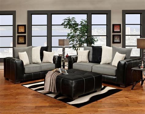 When using a solvent or dry. Black Vinyl & Grey Fabric Modern Sofa and Loveseat Set w ...