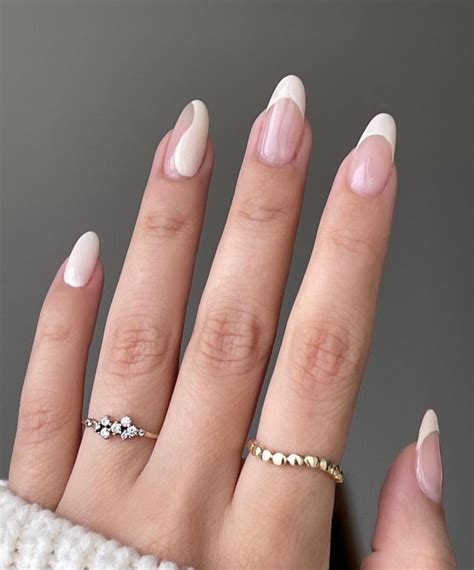 35 Nude Nails With White Details Milky White French Swirl Nails I