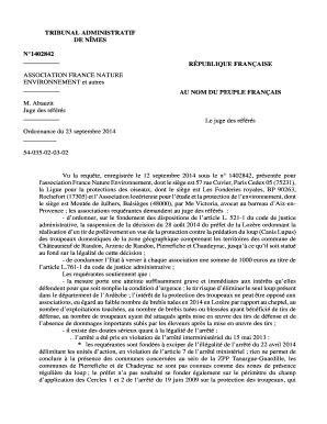 Fillable Online TRIBUNAL ADMINISTRATIF DE N MES N 1402842 R PUBLIQUE