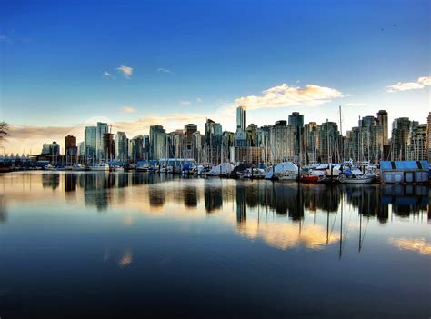 Panoramic View Of City Beside River Vancouver Canada Hd Wallpaper
