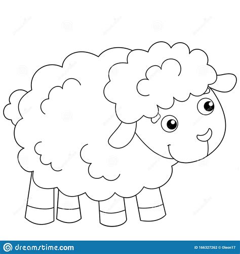 Coloring Page Outline Of Cartoon Sheep Or Lamb Farm Animals Coloring