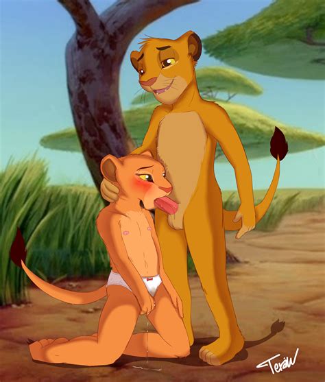 FurryBooru Anthro Balls Blush Clothing Cub Disney Duo Feline Female Launny Lion Male Mammal