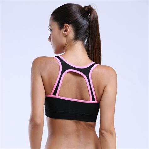 2016 New Shockproof Women Sports Bra Workout Push Up Padded Top Stretch