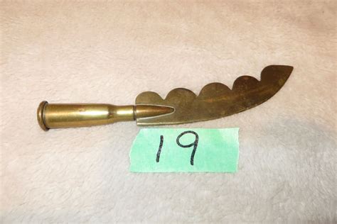 Trench Art Letter Opener 303 Bullet W Royal Engineers Button All Brass