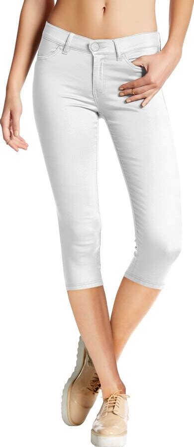 Hybrid And Company Womens Hyper Stretch Denim Capri Jeans Q44876 White
