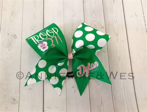 Troop Bow Personalized Troop Bows Etsy Girls Hair Bows Diy How To Make Bows Girl Scout Crafts