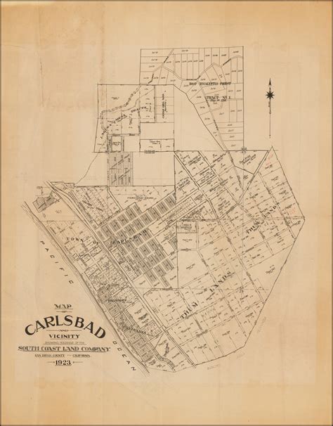 Map Of Carlsbad And Vicinity Showing Holdings Of The South Coast Land