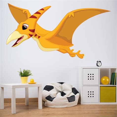 Yellow Pterodactyl Dinosaur Wall Sticker Jurassic Wall Decal Kids