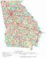 Large administrative map of Georgia state with roads ...