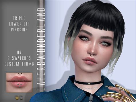 The Sims Resource Triple Lower Lip Piercing